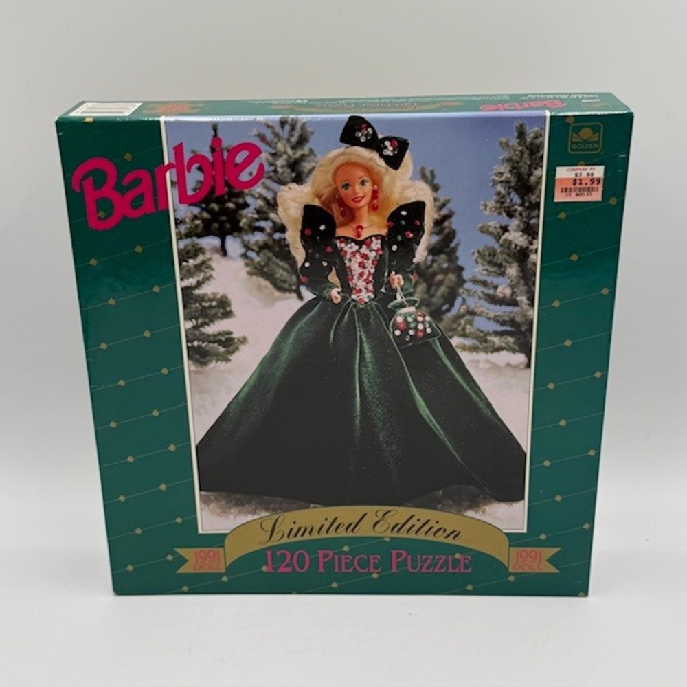 Vintage Golden Barbie‎ 120 Piece Puzzle 1991 Limited Edition Holiday Doll 5660B